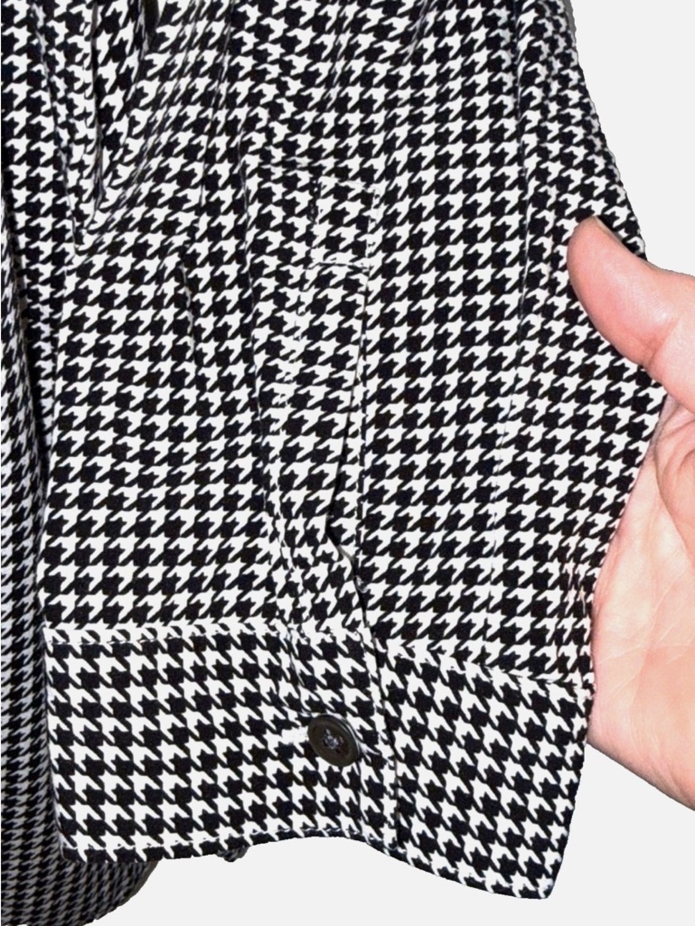 J Jill Large Black White Houndstooth Tunic Blouse Hidden Button Front - Picture 8 of 12